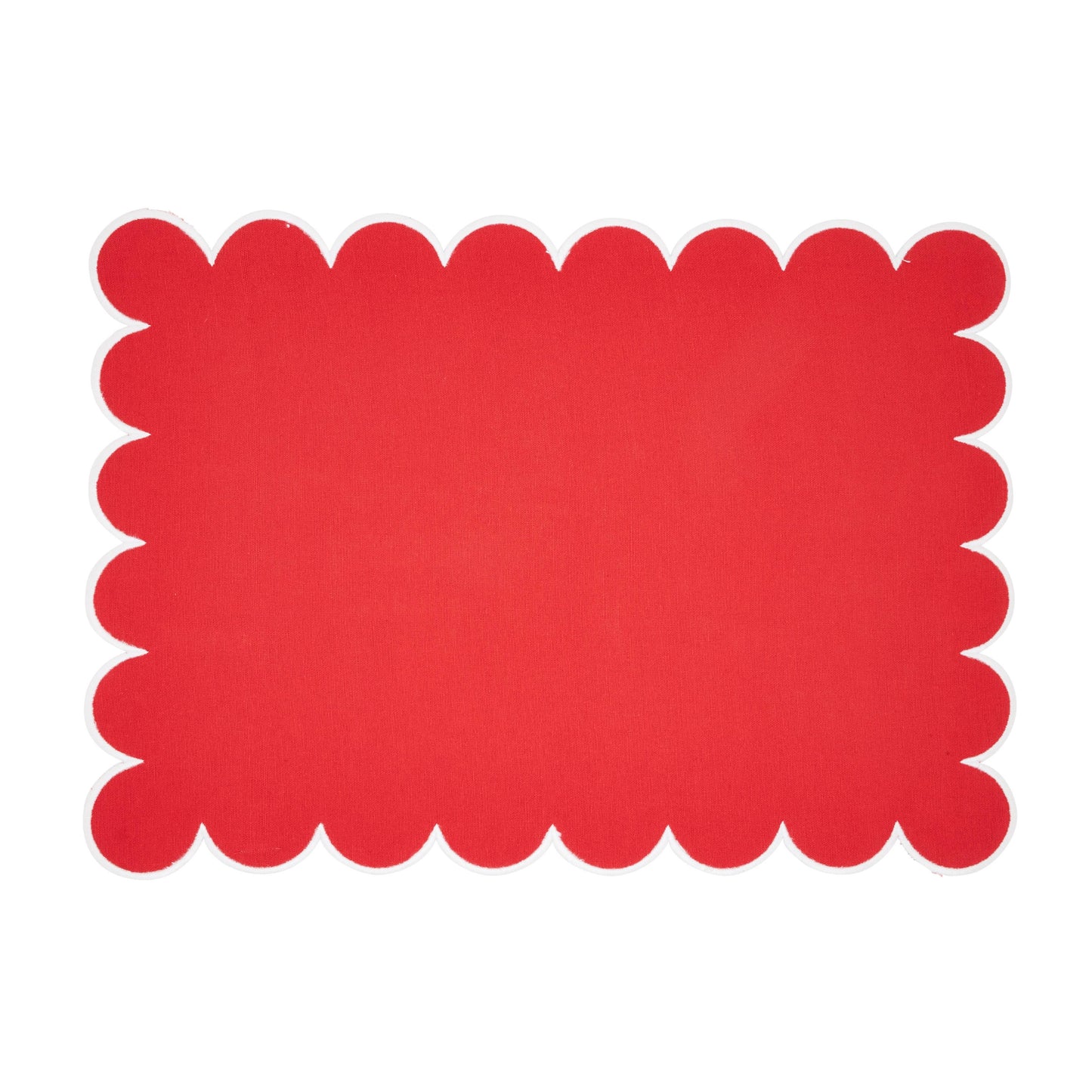 Cotton Scalloped Placemat: Red / 14"x20"