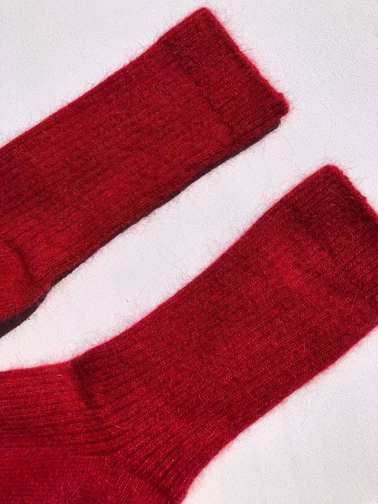 ANGORA WOOL SOCKS - Red