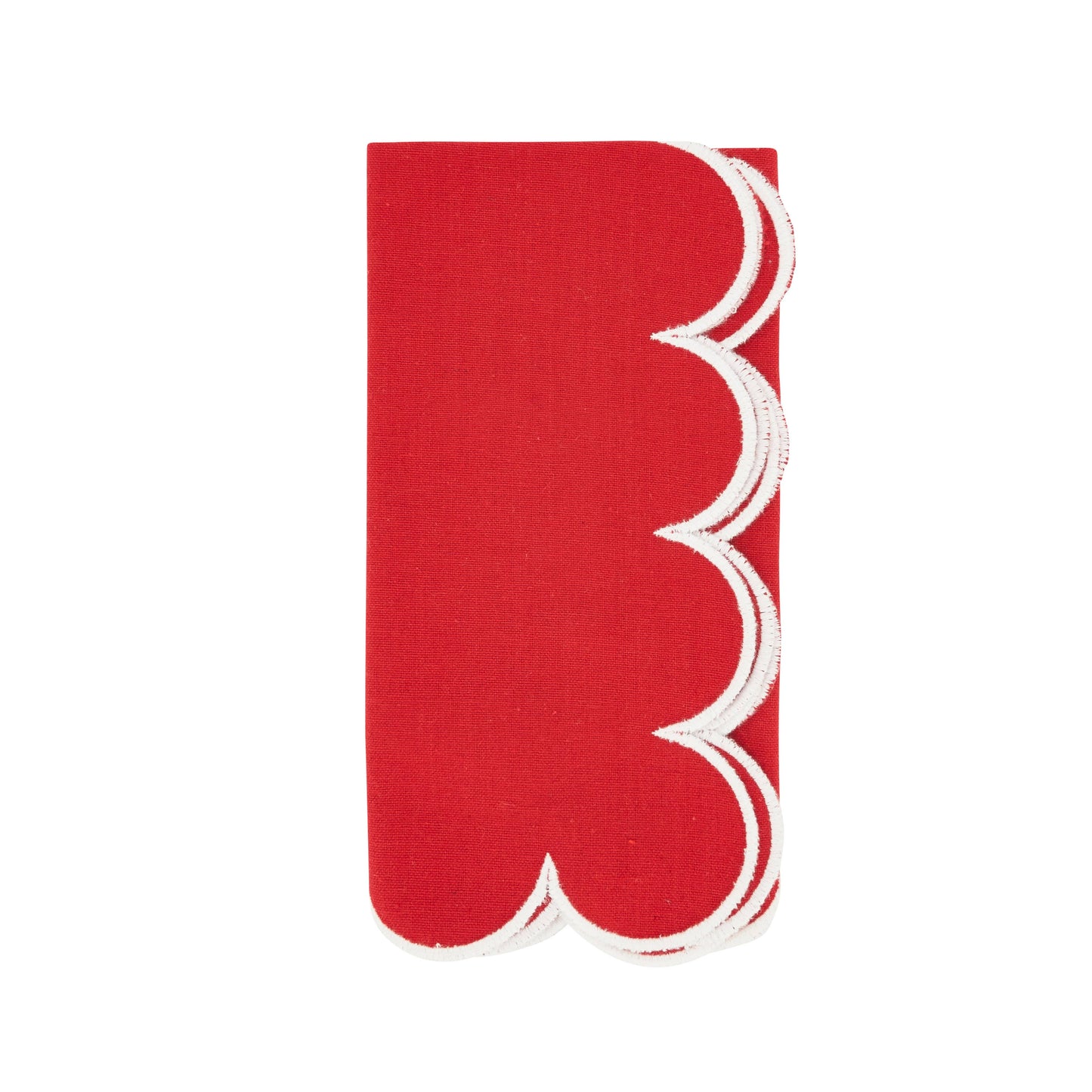 Cotton Scalloped Dinner Napkin: Classic Red