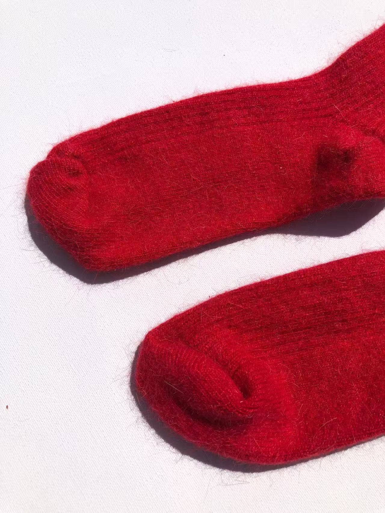 ANGORA WOOL SOCKS - Red