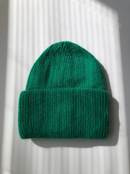ANGORA WOOL BEANIE Emerald green