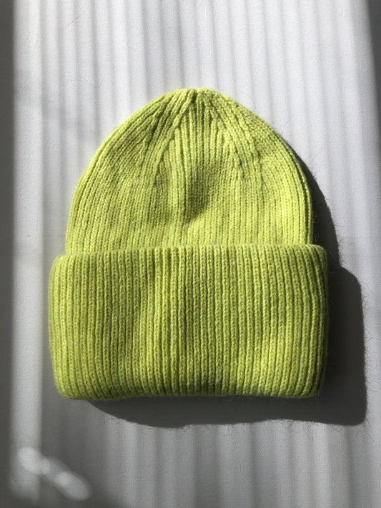 ANGORA WOOL BEANIE - Neo yellow