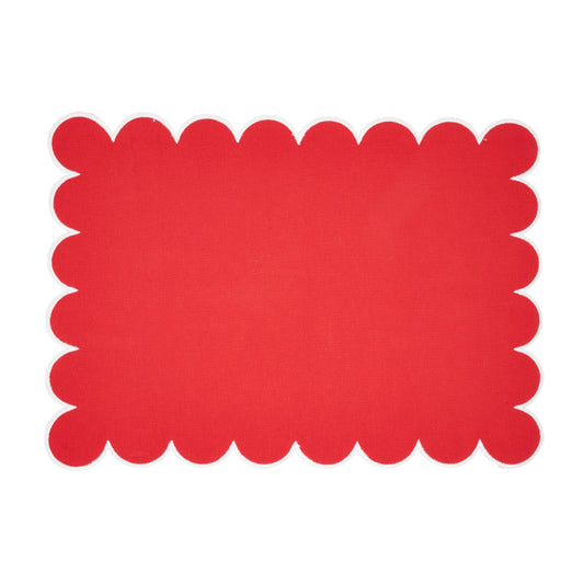 Cotton Scalloped Placemat: Red / 14"x20"