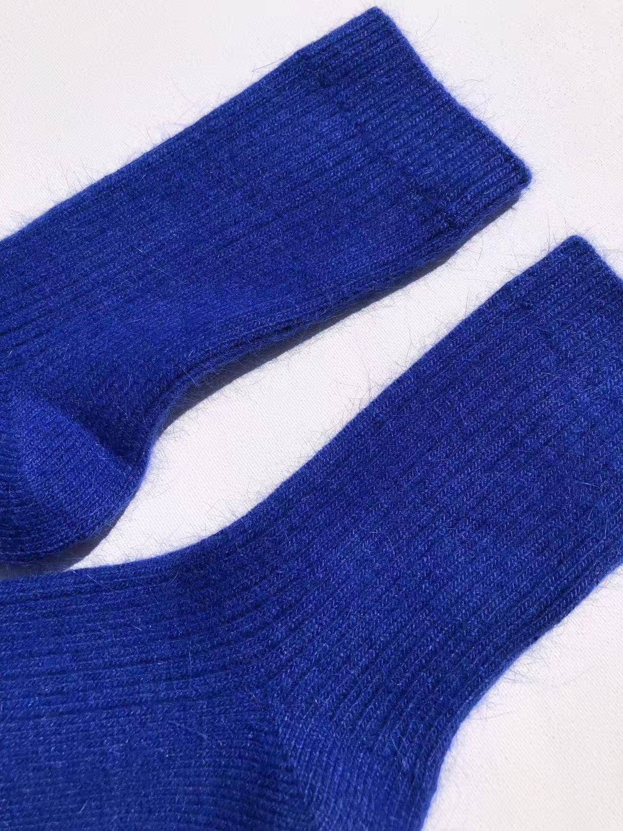 ANGORA WOOL SOCKS -  Blue sapphire