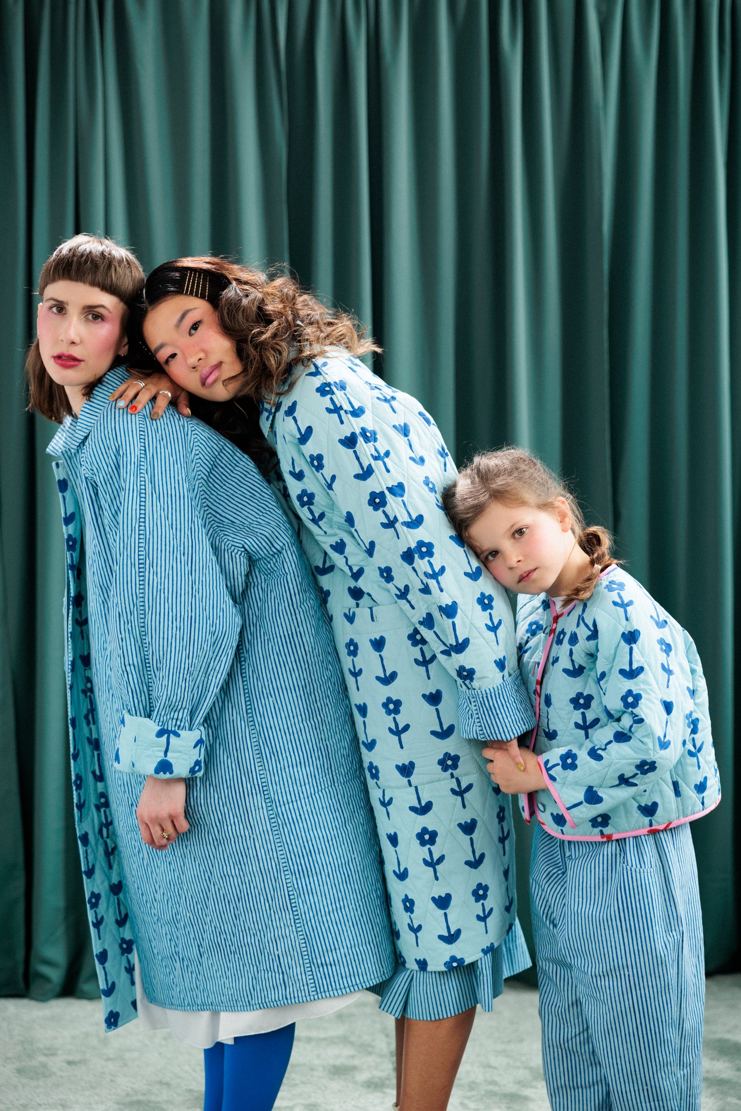 Blue Blue Reversible Long Quilt Coat