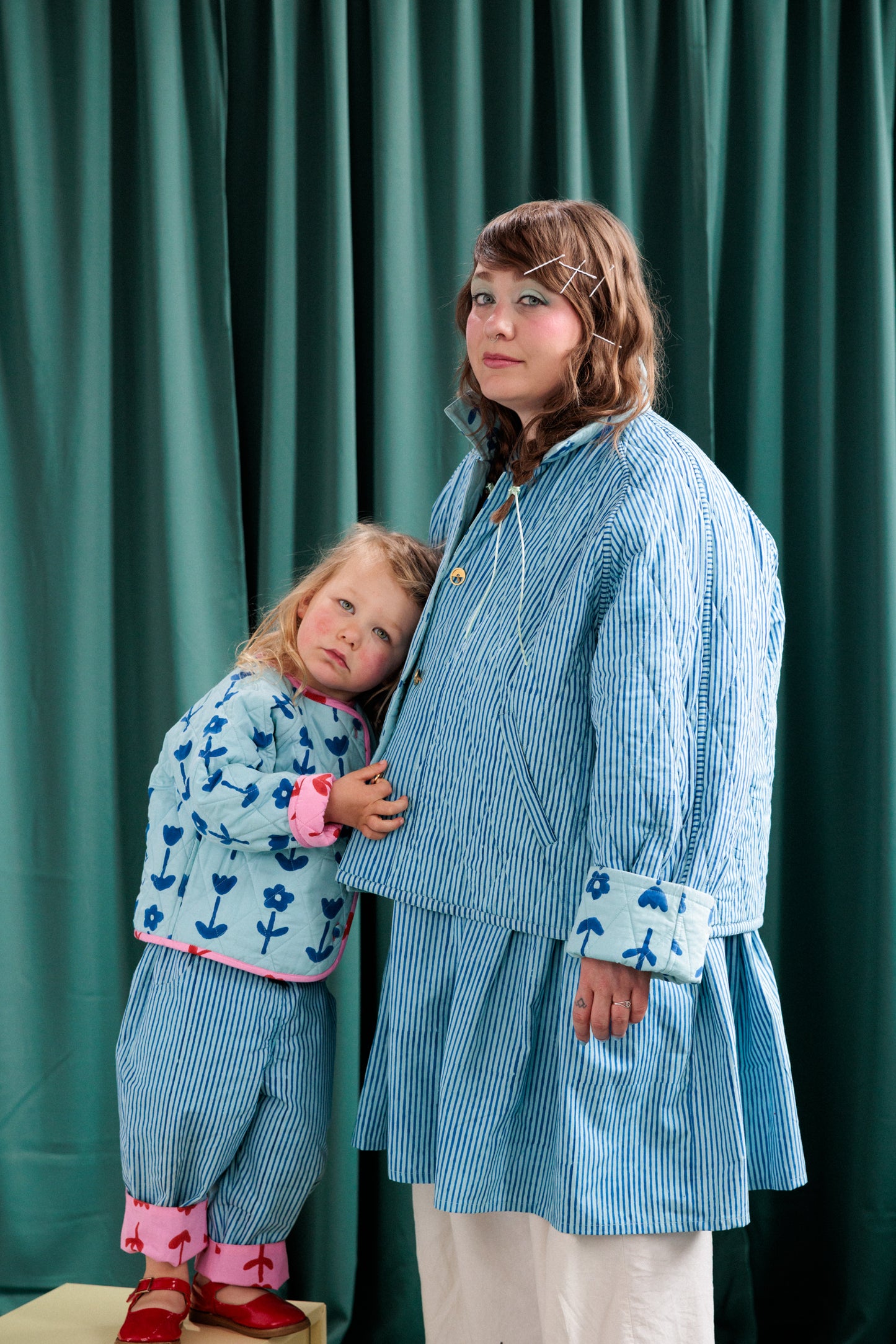 Blue/Blue Reversible Crop Quilt Coat